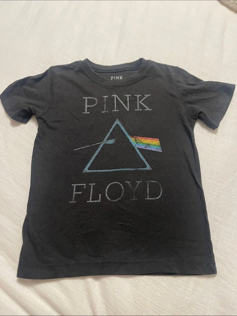 Pink Floyd Black Tee with Prism Rainbow Graphic